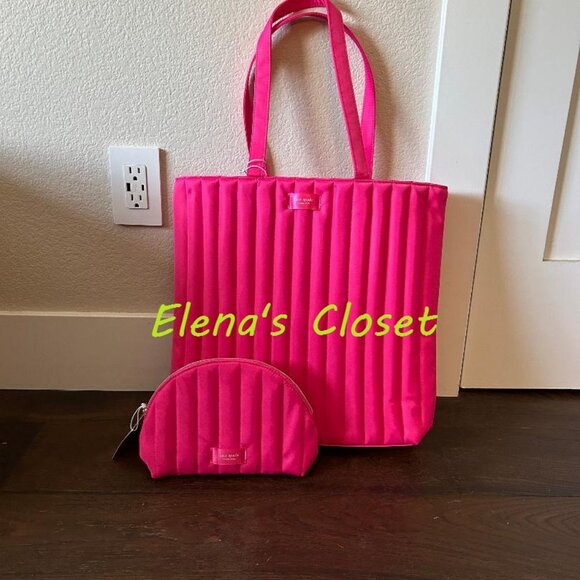 NWT ~ KATE SPADE PUFFY PINK TOTE & POUCH SET - Picture 2 of 11